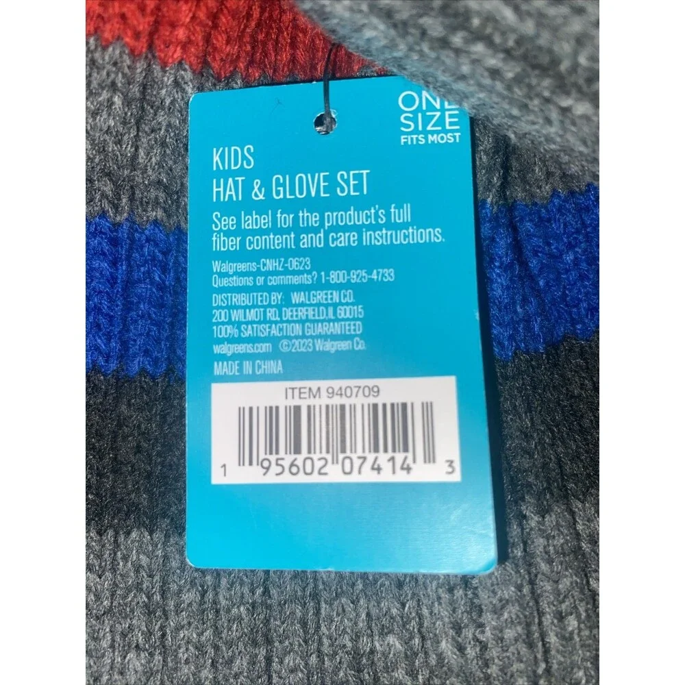 West Loop Boys Winter Hat And Mittens Grey 2T-5T